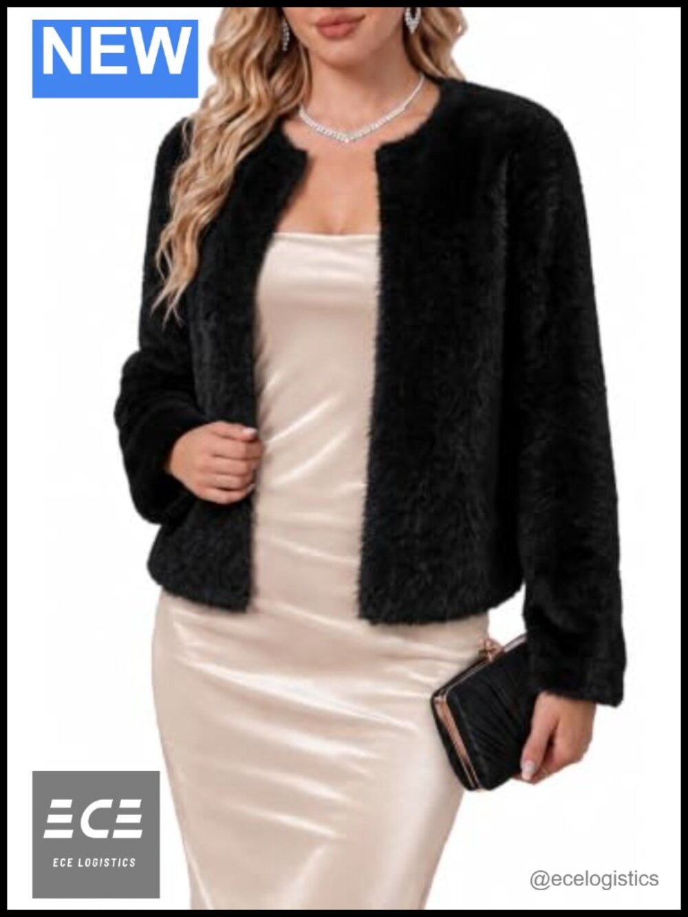 Wool Blend Faux Fur Open Front Cardigan Coat Fall Winter